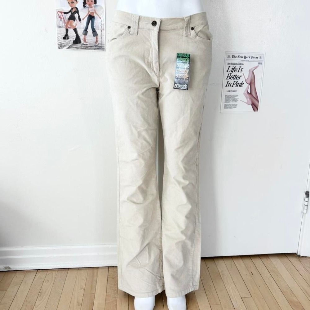 2000s Beige Wide Leg Stretch Pants – Request
